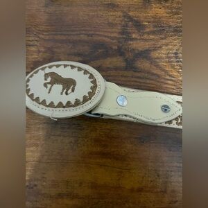 Leather embroidered‎ Charro belt western rodeo kids size 20 handmade in Mexico